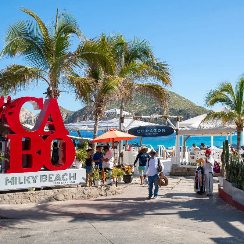 Tourists at Milky beach Los Cabos