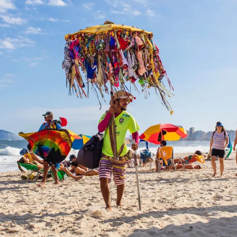 Vendor selling on a beach