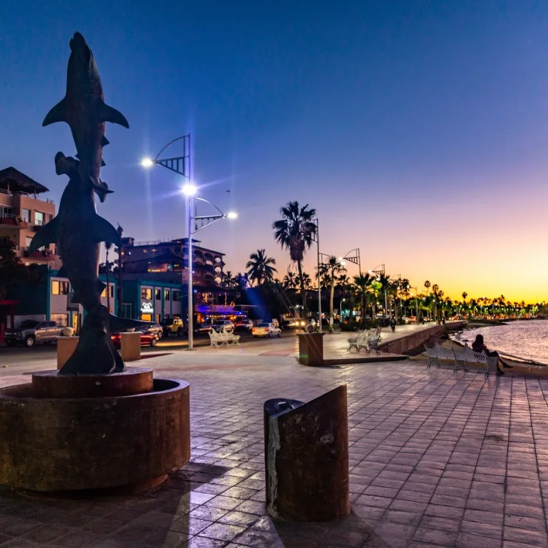 Statues along the promenade in La Paz, Mexico