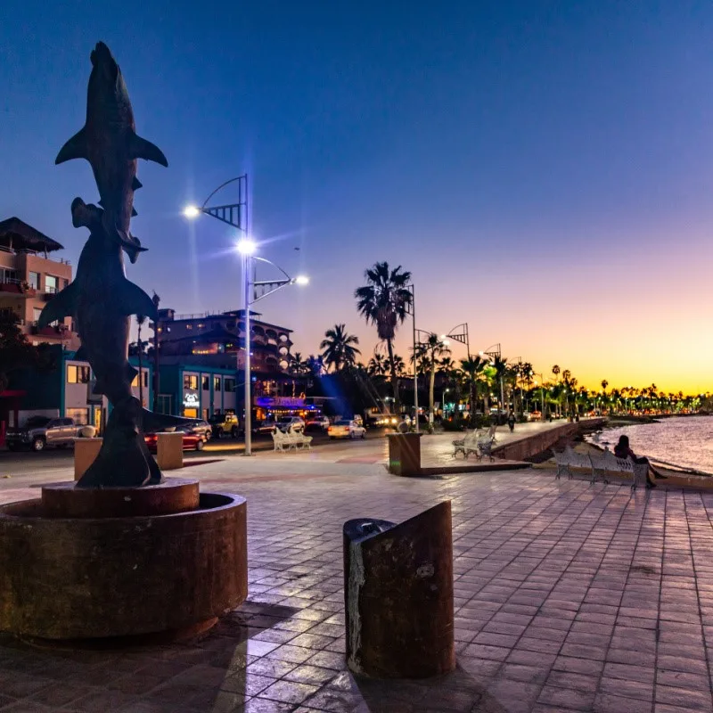 Artistic statues along the promenade in La Paz, Mexico