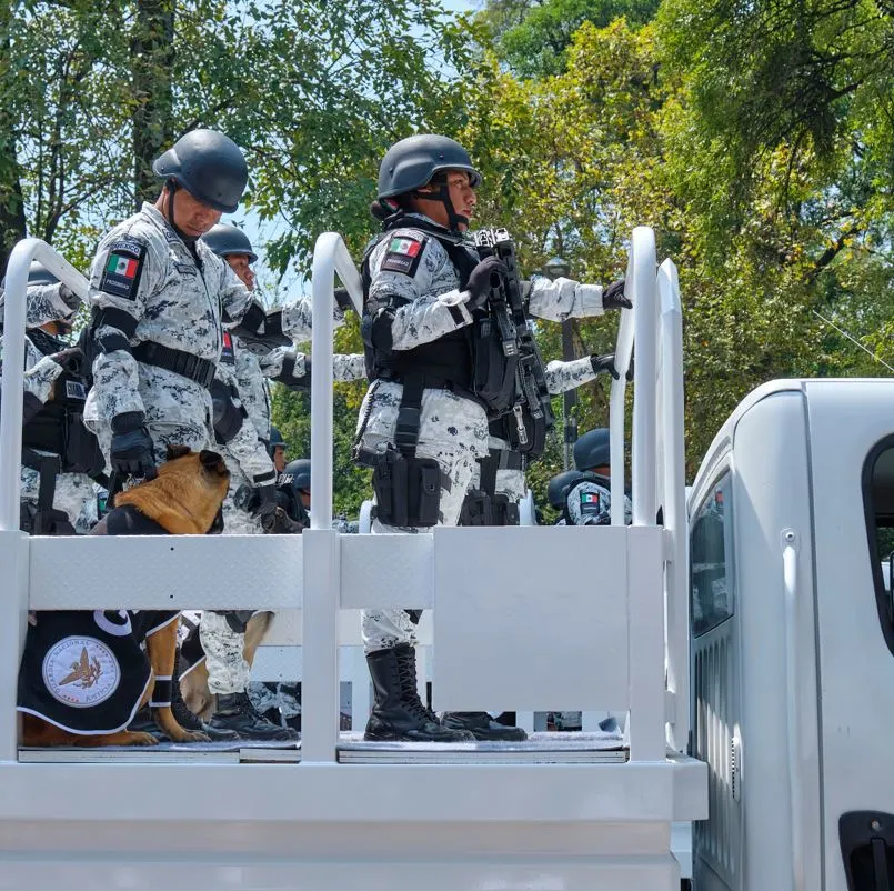 National Guard members on truck