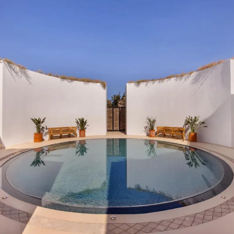 Outdoor plunge pool at Rancho Pescadero in Todos Santos