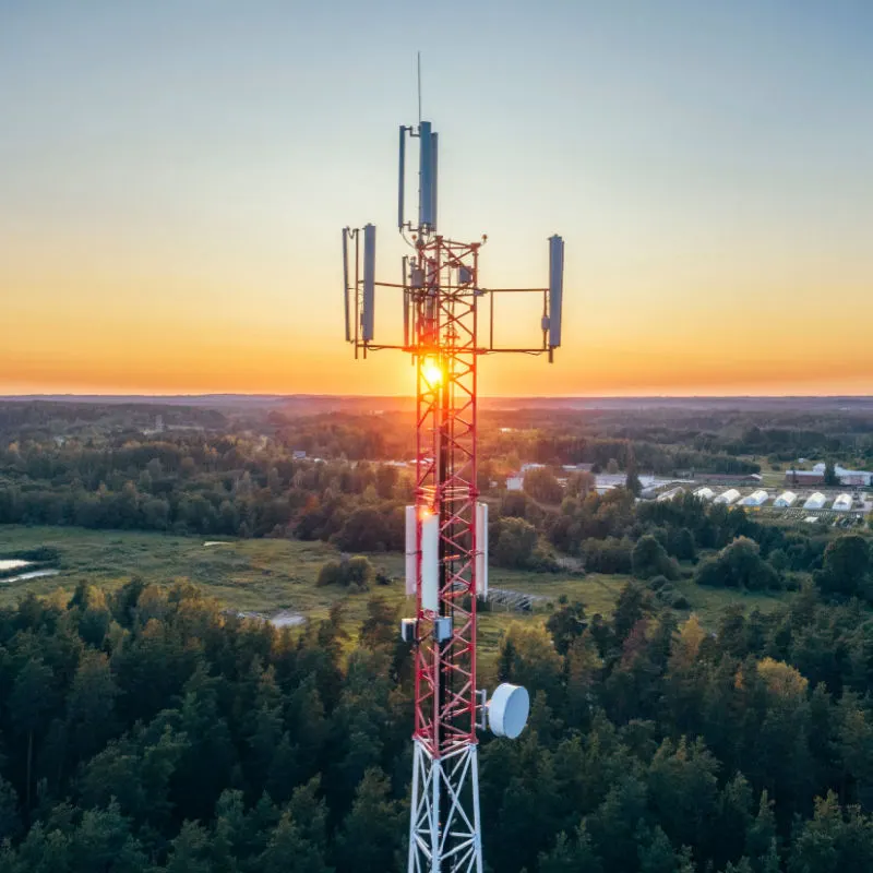 Cell phone tower at sunset