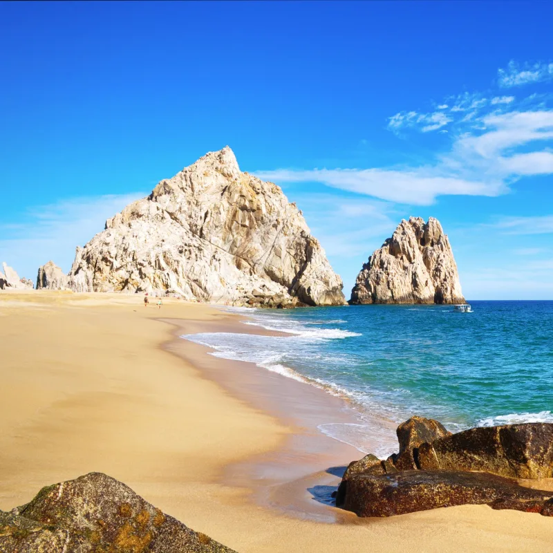 Los Cabos beach with a couple of its famous rock formations