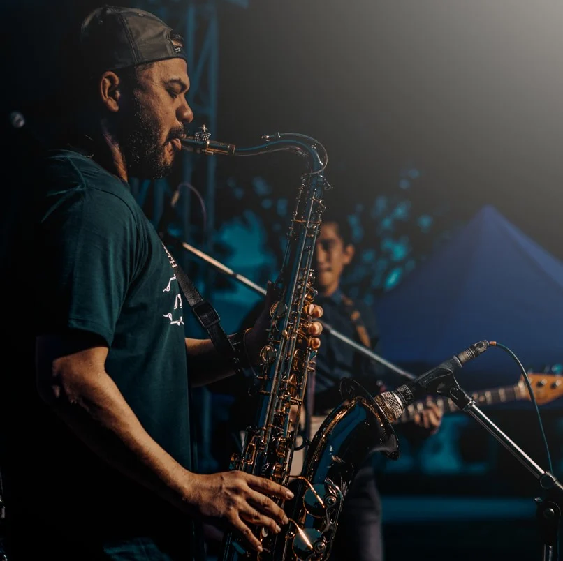 Saxophone player on stage