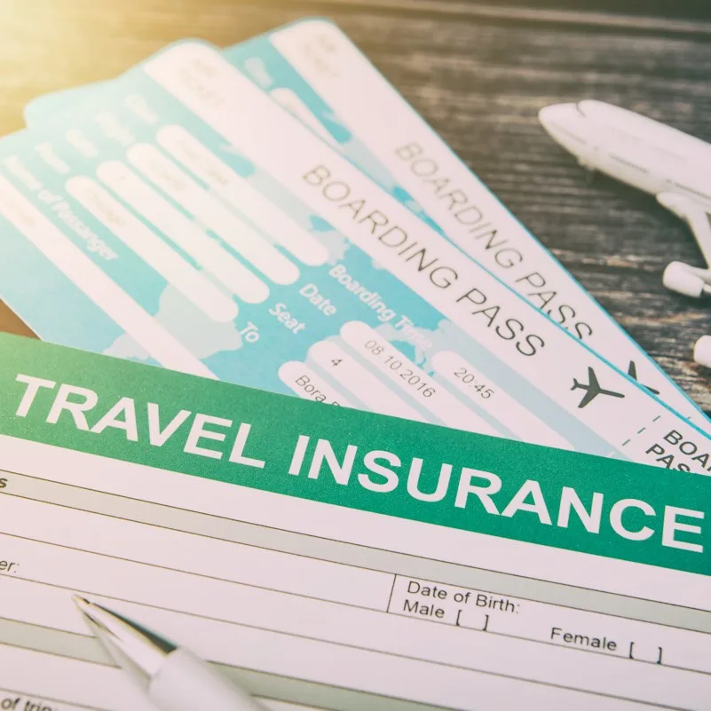 Boarding passes and travel insurance form