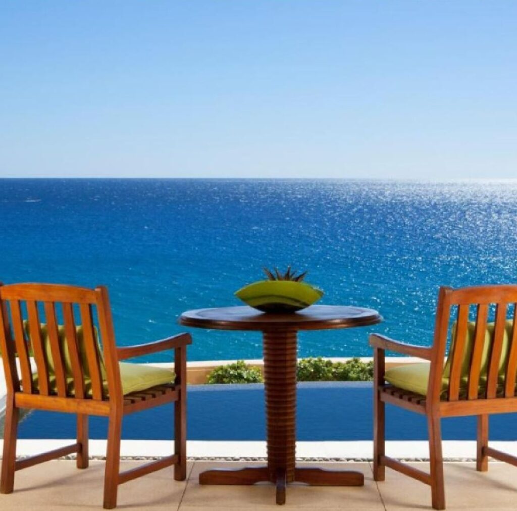 Waldorf Astoria seating area sea view