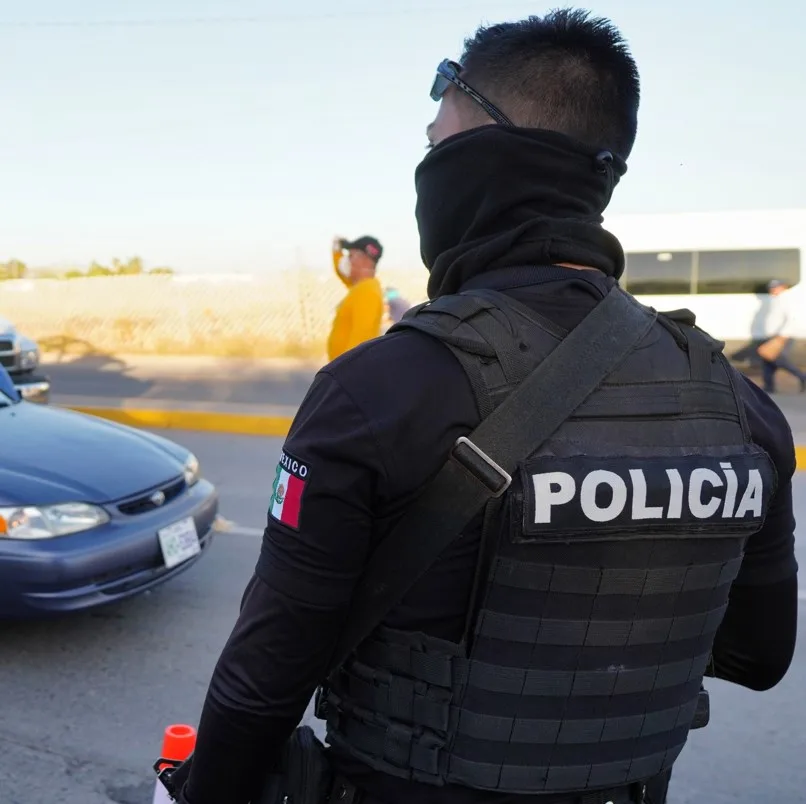 Mexican police at a checkpoint