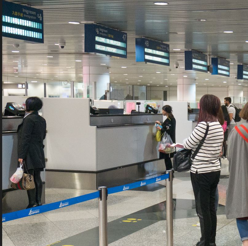 Lines at immigration at an airport