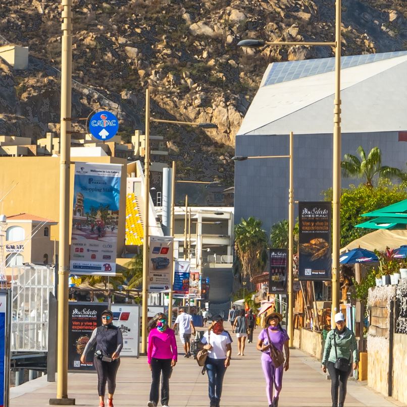 People walking in the Los Cabos marina