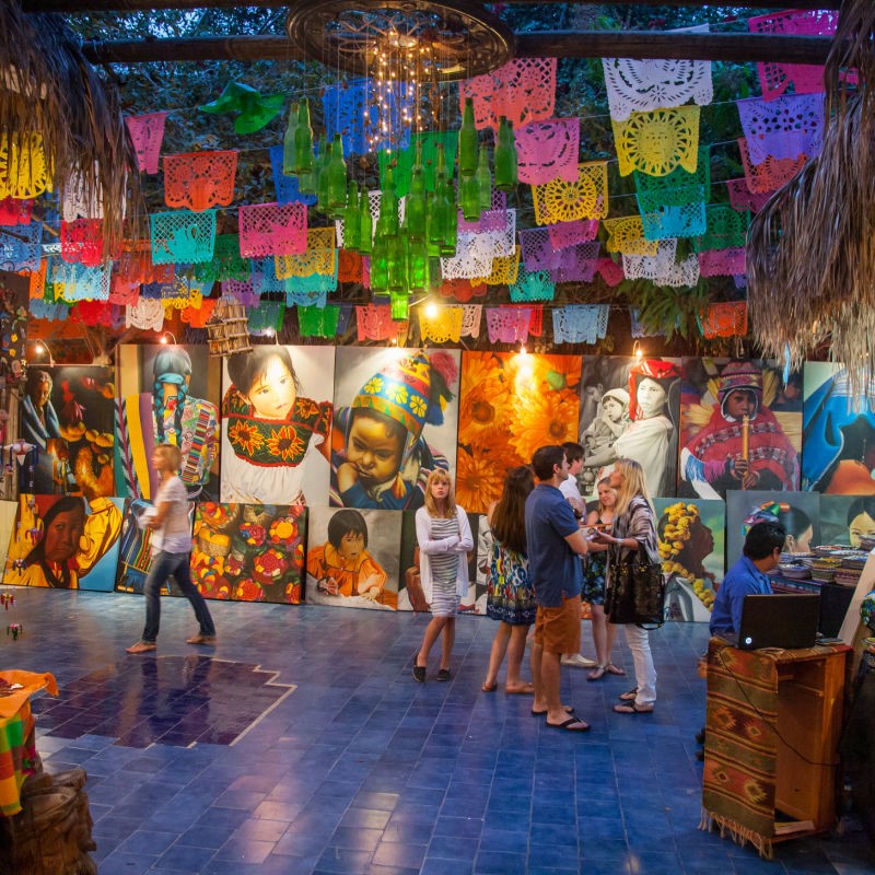 San Jose del Cabo Art Gallery with Tourists Walking Around.