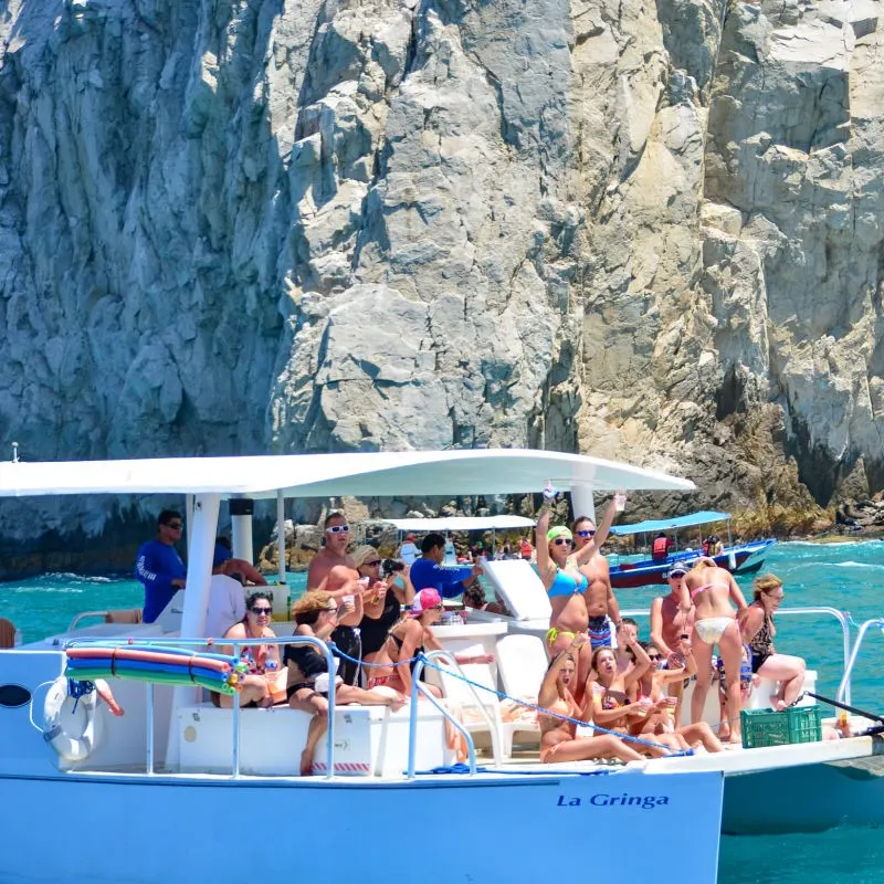 Small Tourists on a Boat in Cabo San Lucas Having Fun
