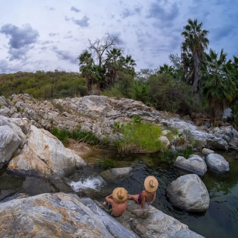 Tourists at the Santa Rita Hot Springs in Baja California, Mexico