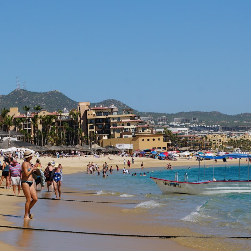 Tourists on Cabo beach