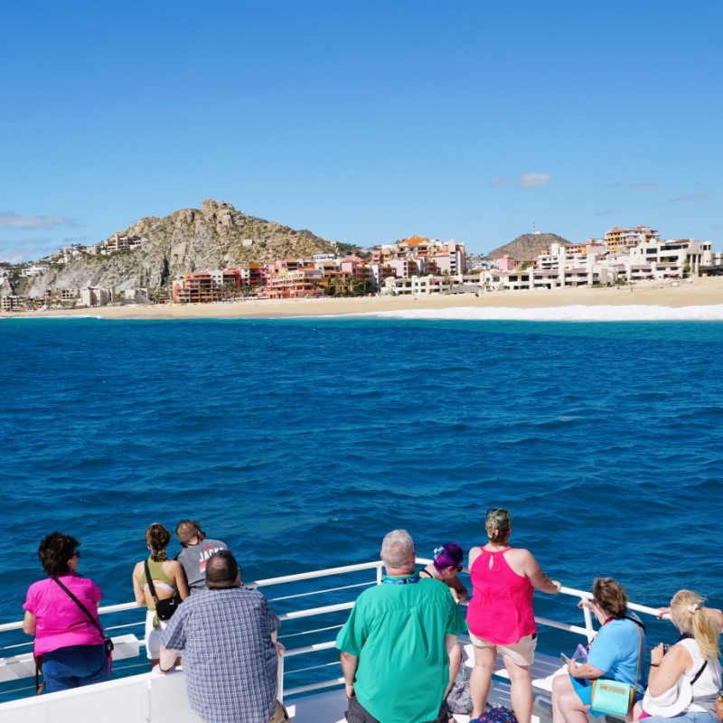 Tourists on a boat in Los Cabos