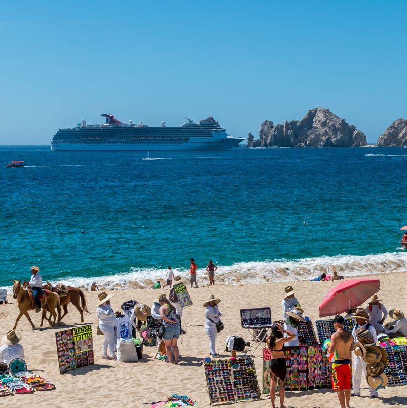 Cabo san lucas beach with vendors