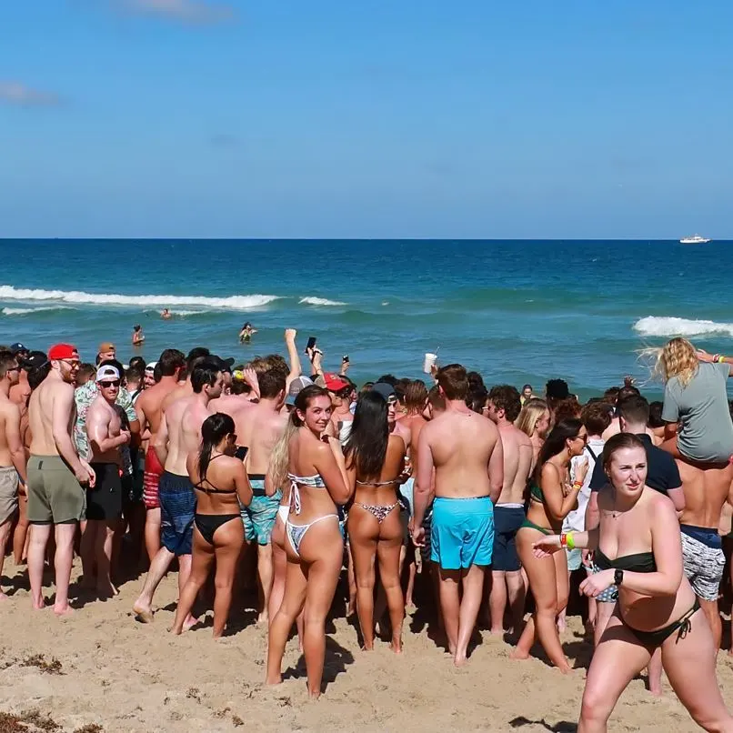 A Crowd of Young People on the Beach