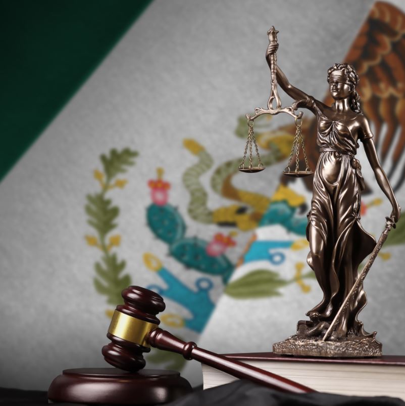 Mexican legal system symbols and flag