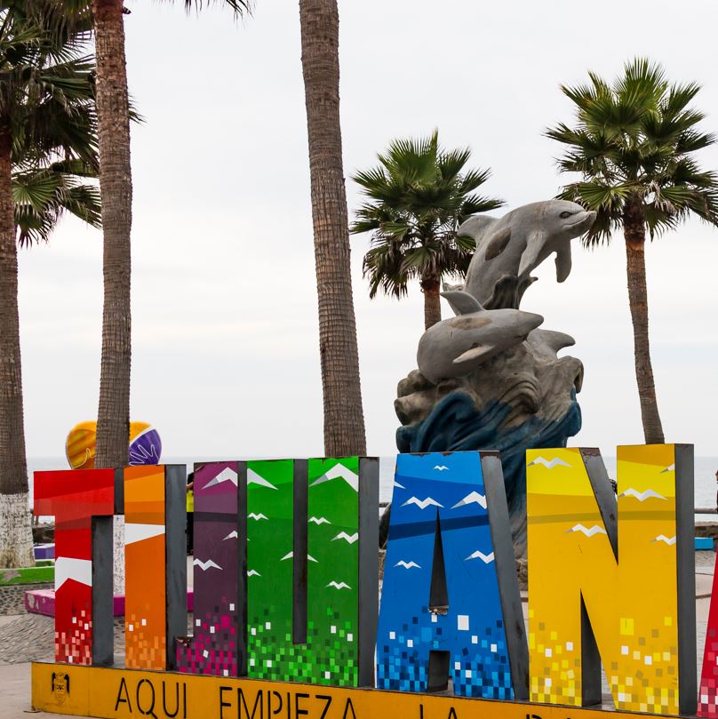 Tijuana Sign On The Malecon That Overlooks The Ocean