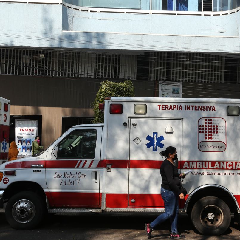 Ambulance parked outside Mexican hospital