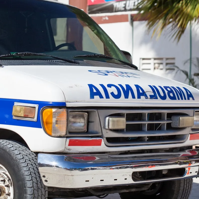 Ambulance Parked on a Street in Mexico
