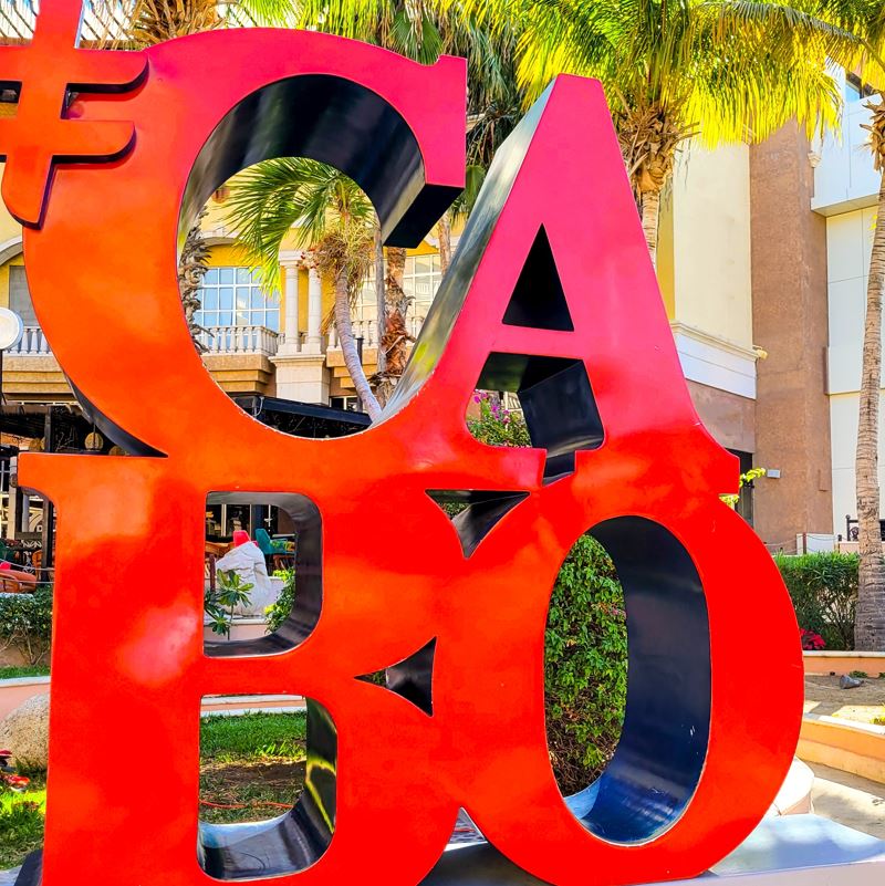 Cabo sign in bright red, Mexico