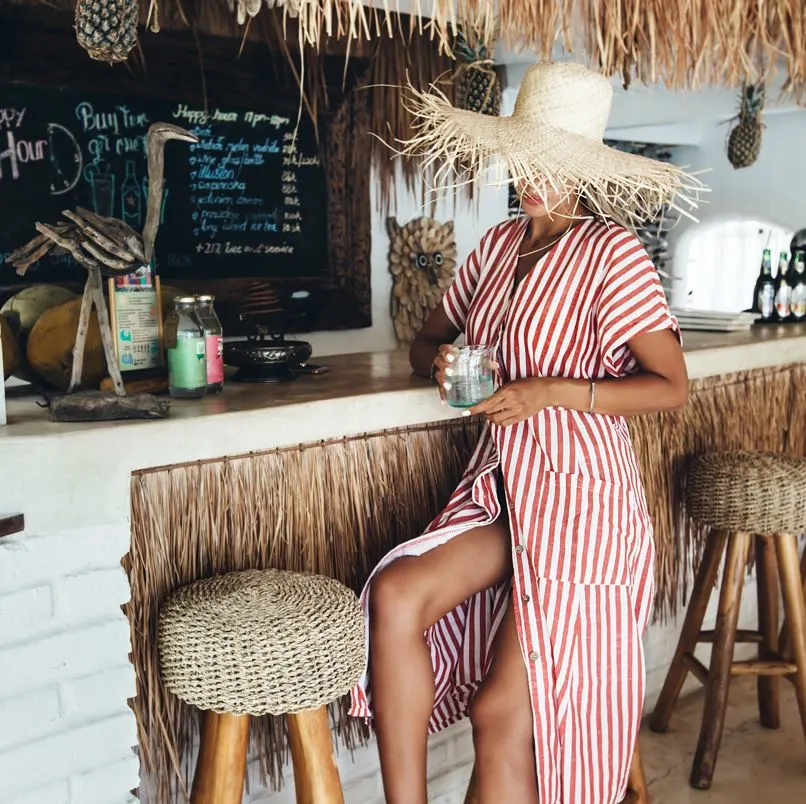 Tourist getting a drink at the bar