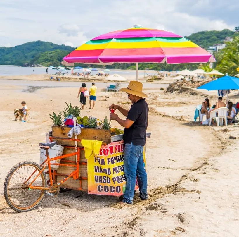 Food vendor on a beach in Mexico