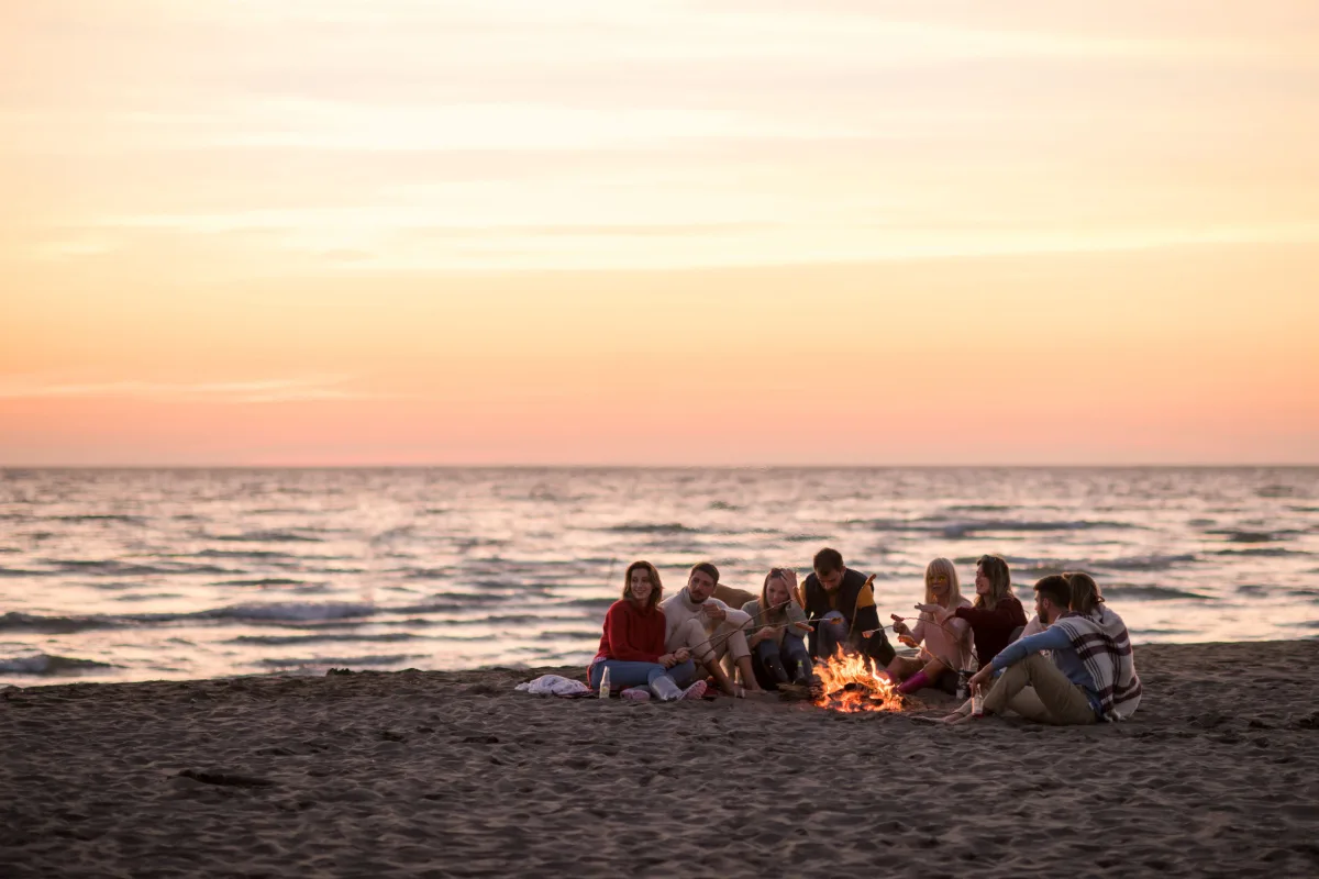 Beach bonfire with friends