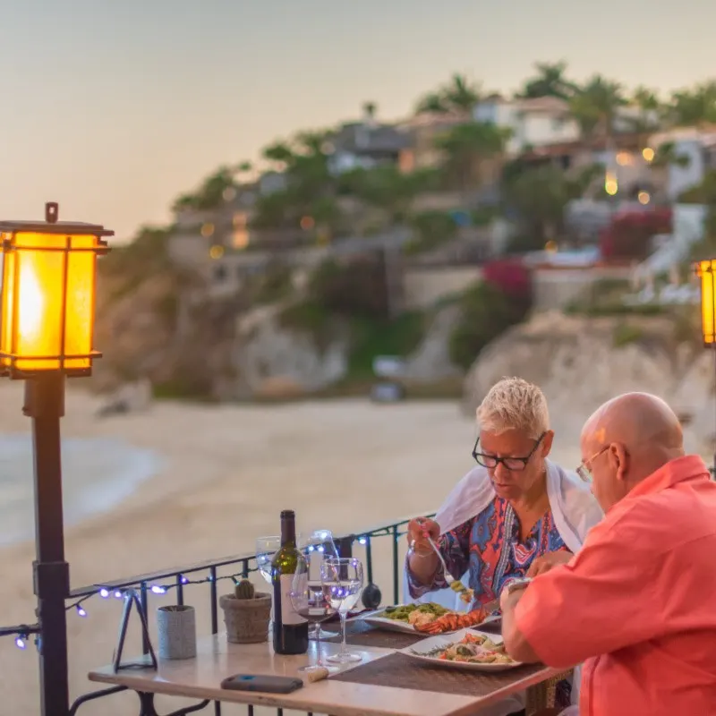 Couple Eating at an Outdoor Restaurant in San Jose del Cabo, Mexico