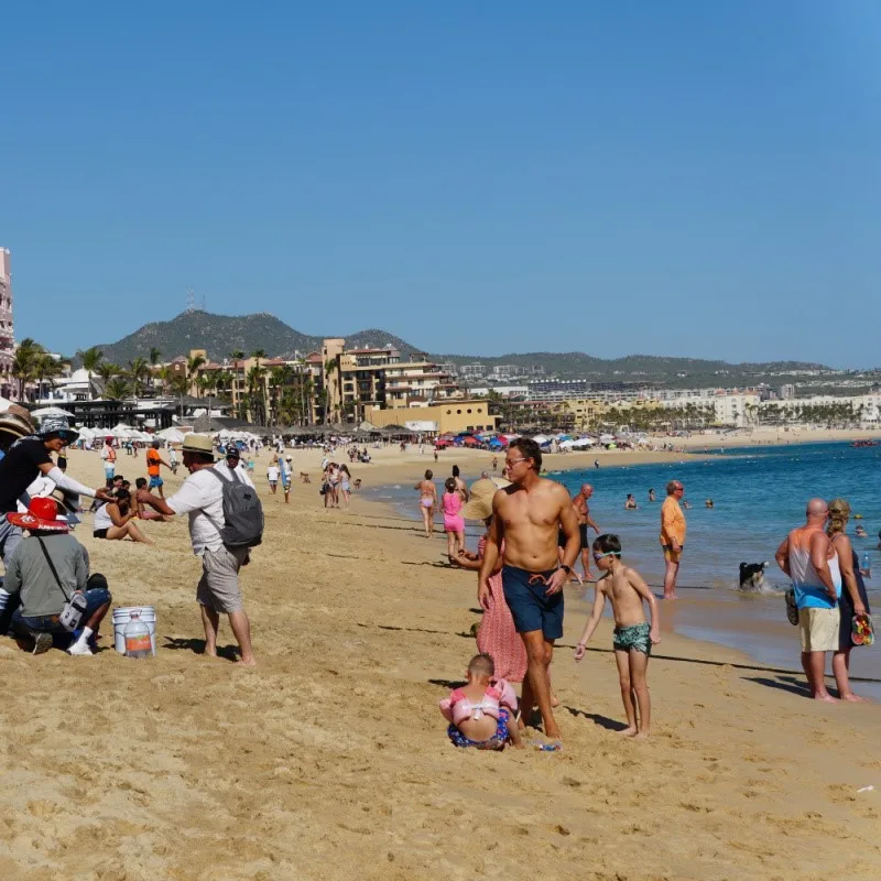 Tourists on a Beach in Cabo San Lucas, Mexico