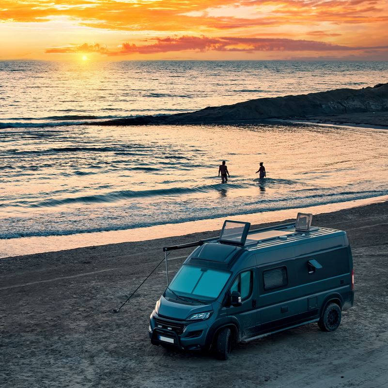 Camper van on the beach