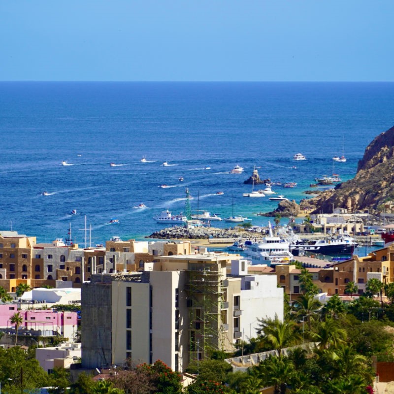 Aerial View of Cabo San Lucas Marina and the Sea