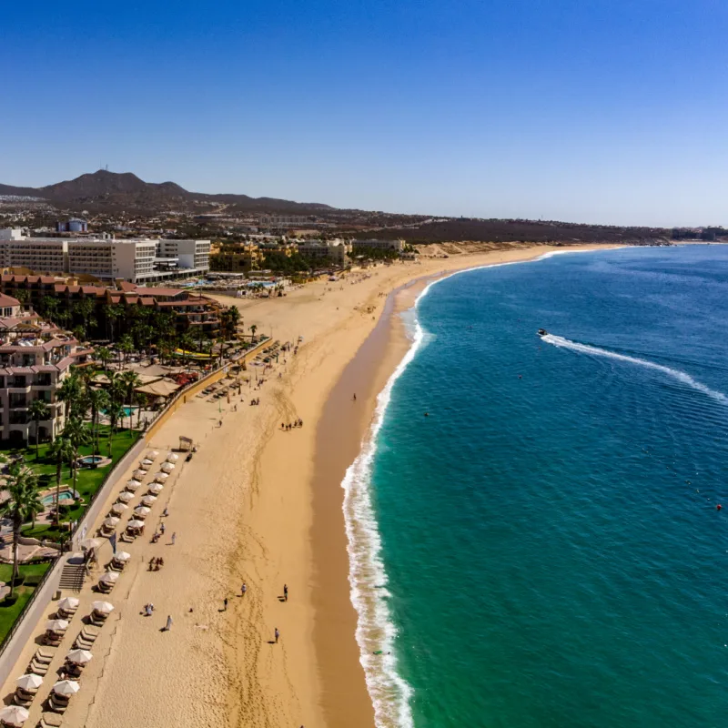 Aerial View of Medano Beach in Cabo San Lucas, Mexico