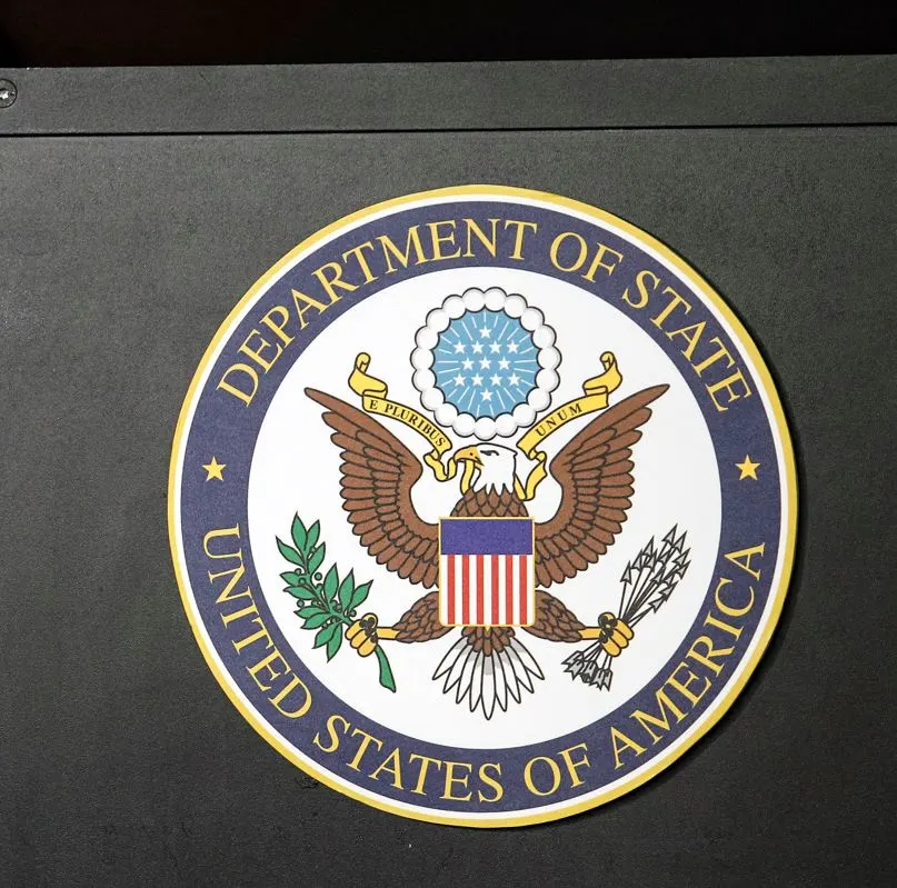 US State Department Seal On A Podium
