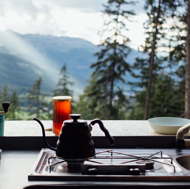 kitchen items with a view of the outdoors