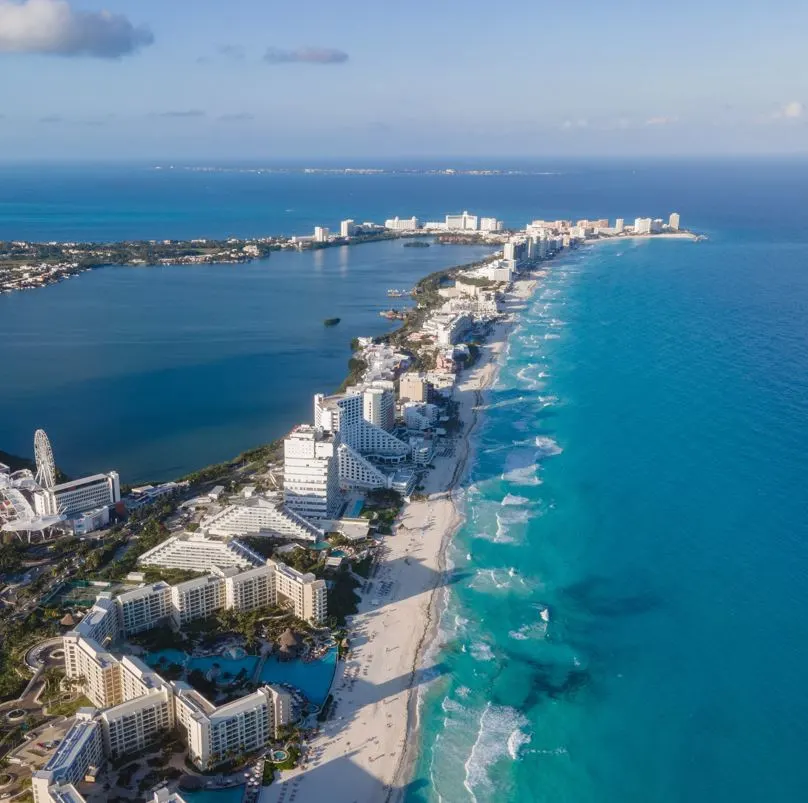 Drone View Of The Main Cancun Hotel Zone