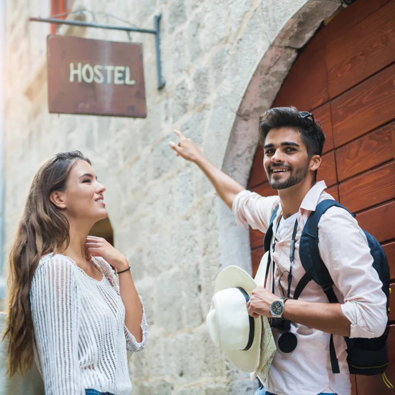 people in front of hostel