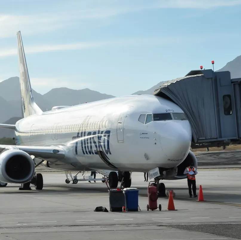 Alaska Airlines Plane On The Runway In Los Cabos