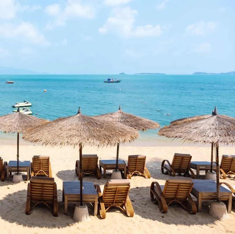 Beach Club With Chairs and Umbrellas