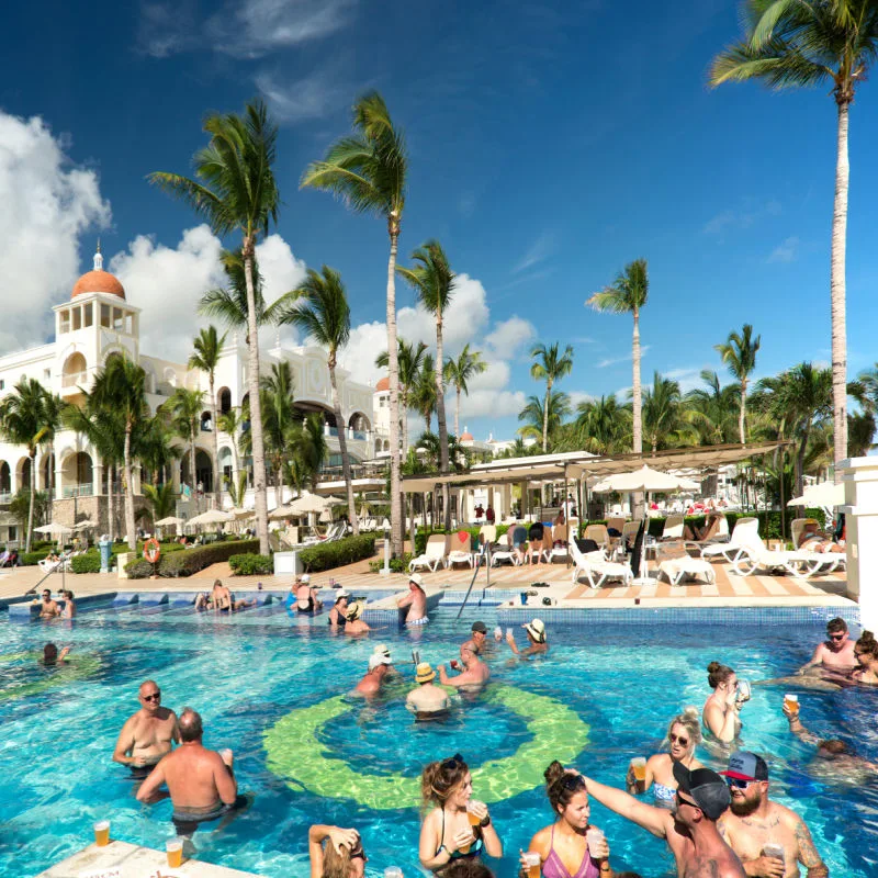 Tourists in a Pool in an All-Inclusive Resort in Cabo San Lucas, Mexico