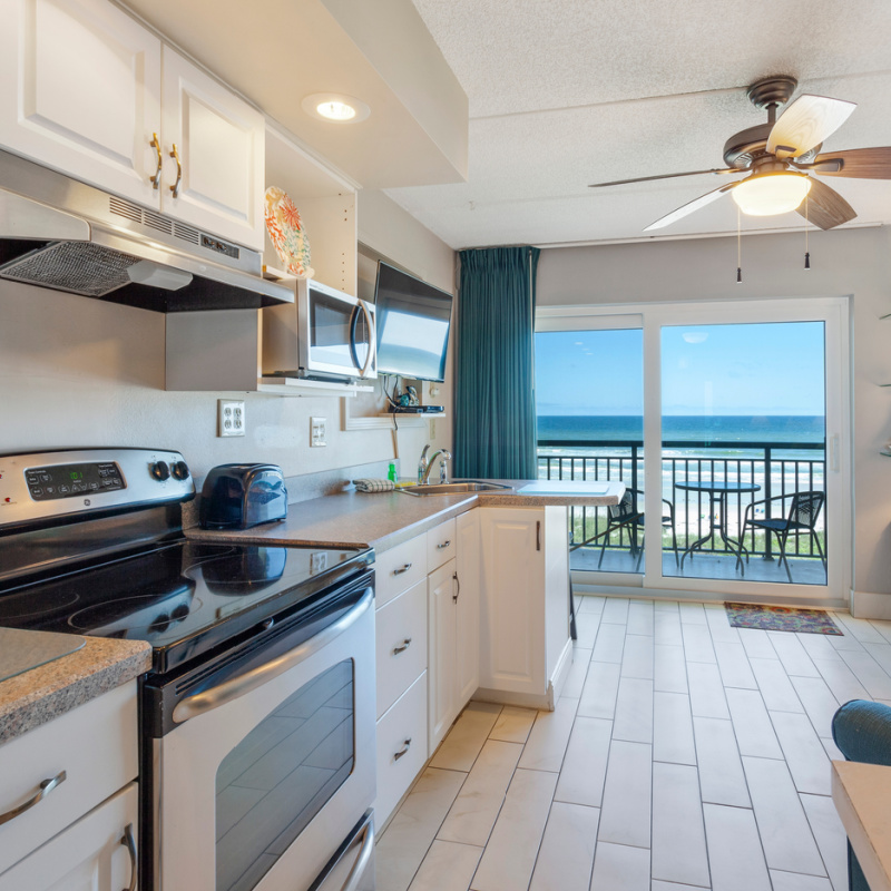 airbnb kitchen in beachfront home