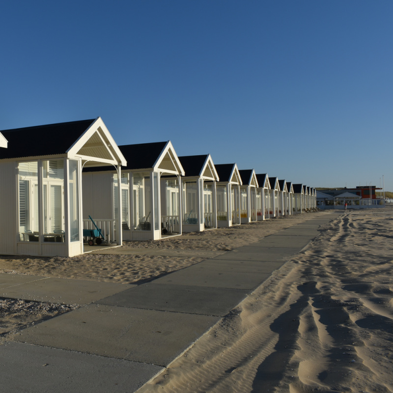 row of beachfront vacation homes