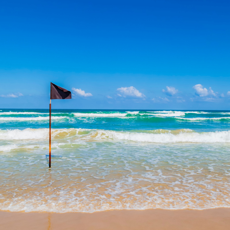 Black flag on a beach