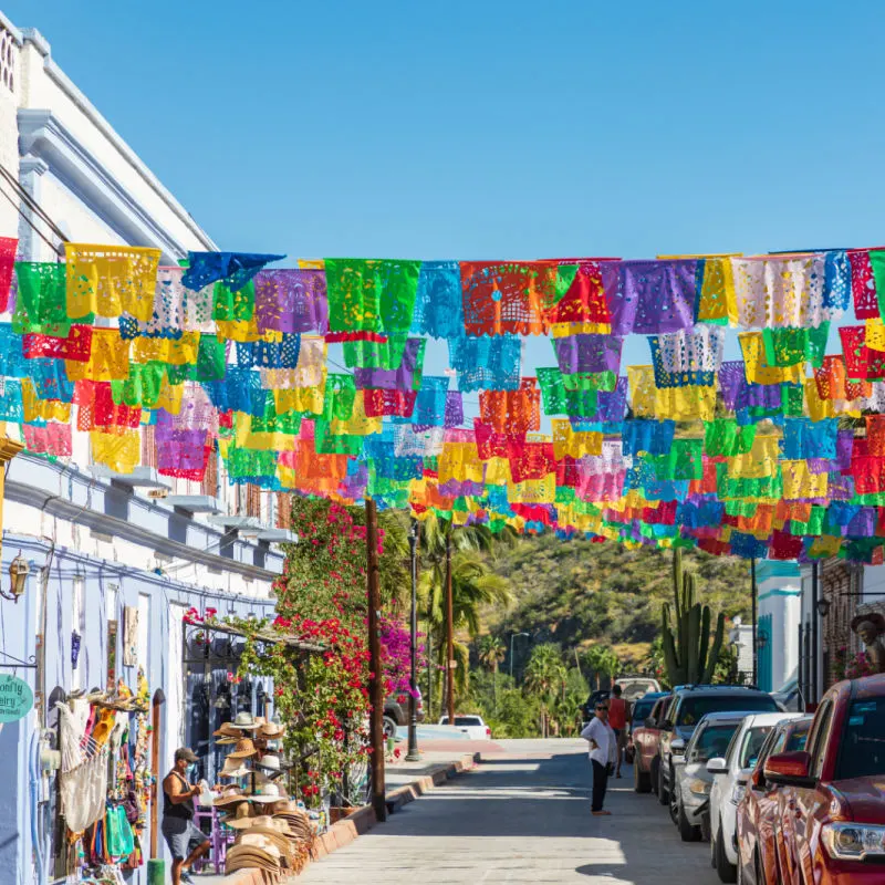 colorful street in todos santos