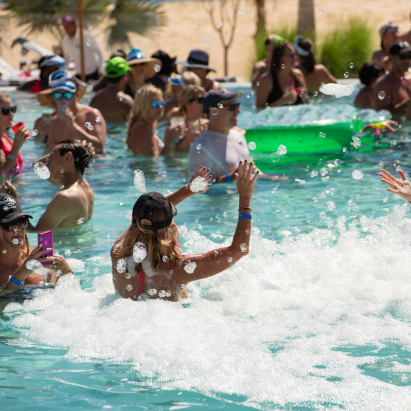 crowded pool at cabo resort