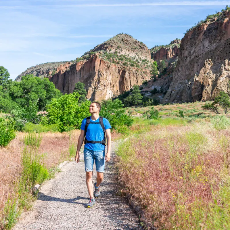 male hiker on scenic trail