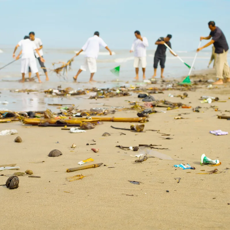 Beaches being cleaned after a storm