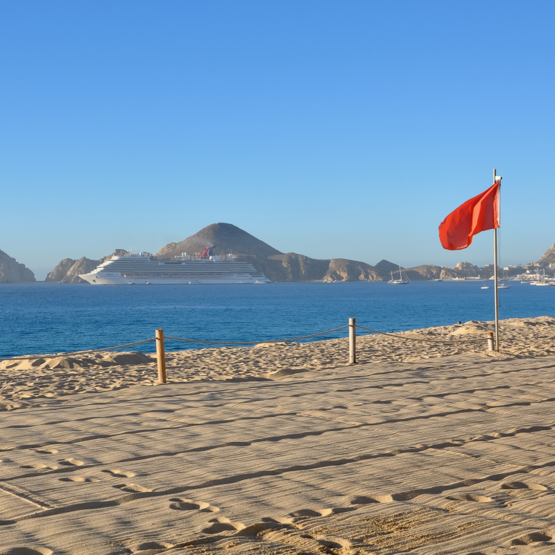 red flagged beach in Los Cabos