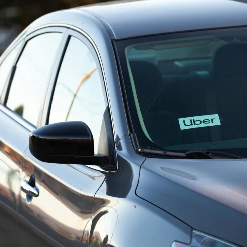 Uber sticker in vehicle